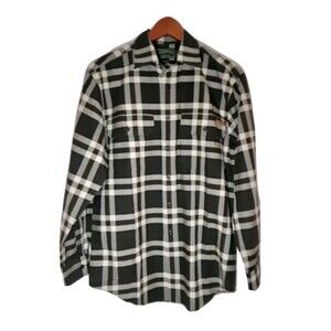 C.C. Filson Brown Green Lightweight Flannel Long Sleeve Shirt With  Size Small